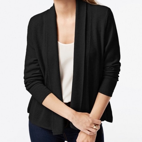 Charter Club Shawl Collar Collarless Cotton/Modal Jersey Open Front Blazer L - Picture 5 of 6